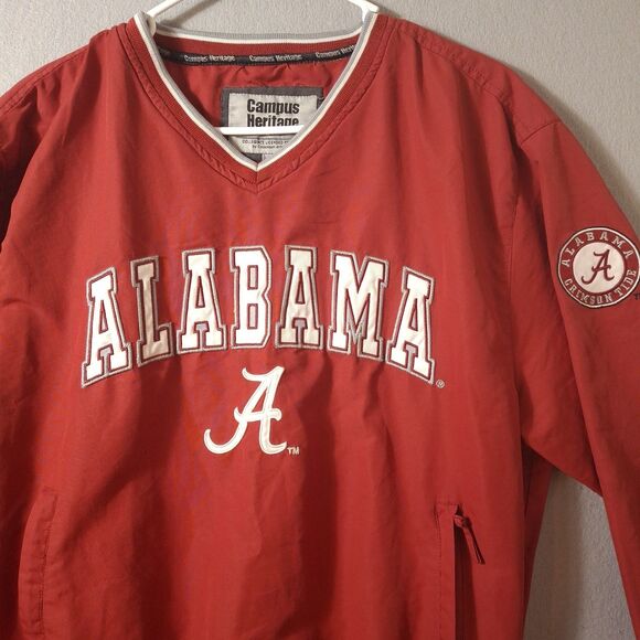 Alabama Crimson Tide Campus Heritage VNeck Pullover Windbreaker Jacket Men S VTG - Picture 2 of 7